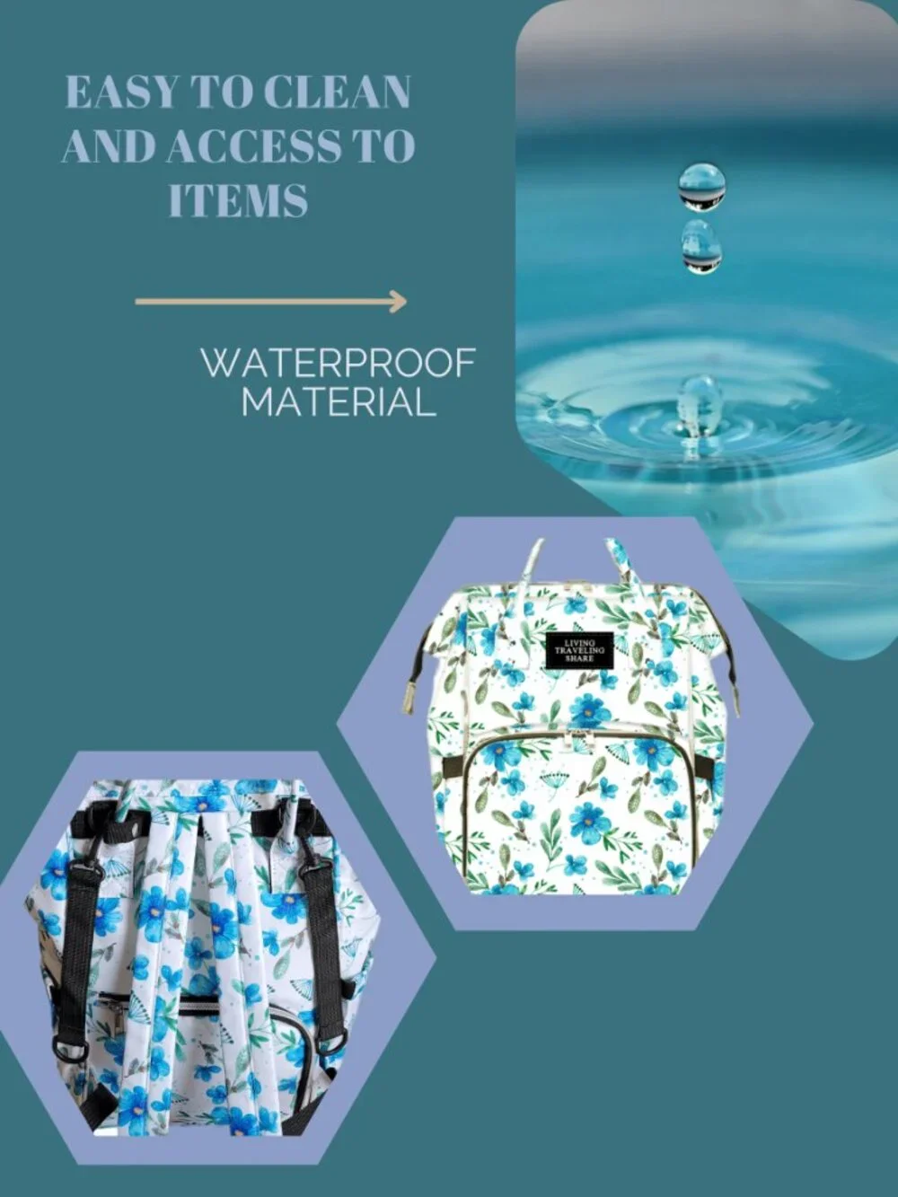 Living Traveling Share Floral Diaper Bag Backpack